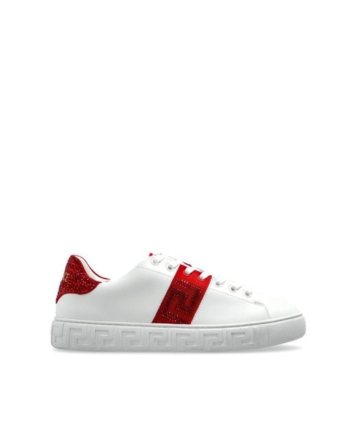 Versace Red Sports Shoes With Shimmering Sequins