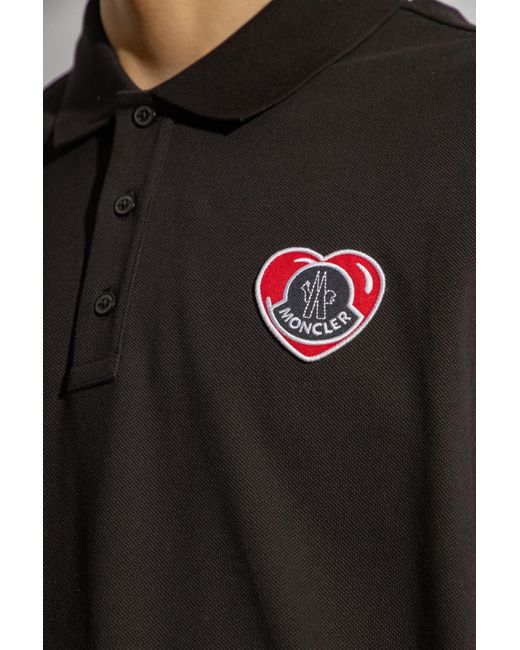 Moncler Black Polo Shirt With Logo, for men