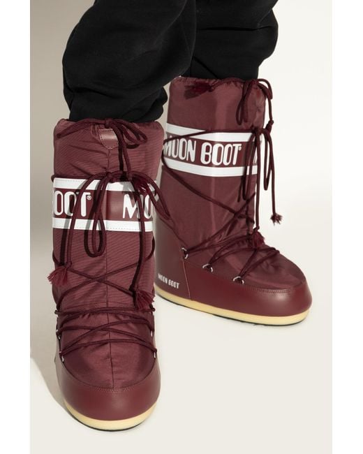 Moon Boot Red 'Icon Nylon' Snow Boots
