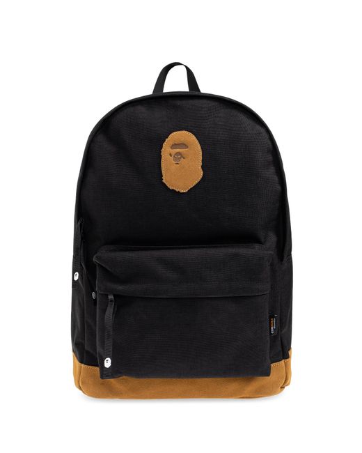 A Bathing Ape Black Backpack With Logo for men