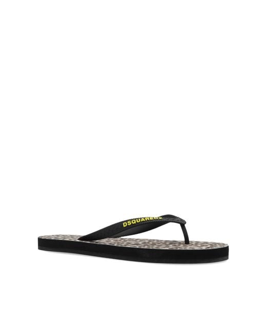 DSquared² Black Flip-Flops With Logo
