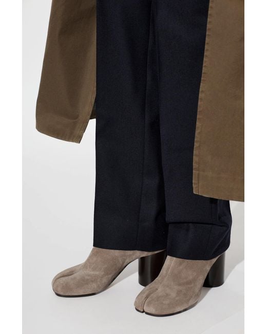 Maison Margiela Brown Suede Heeled Ankle Boots With 'Tabi' Cut-Out