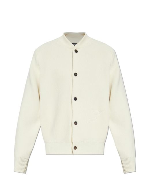 Jacquemus White Wool Cardigan 'Pallone' for men