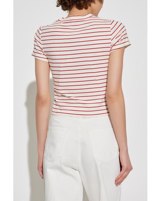 Rag & Bone White Striped Pattern T-Shirt