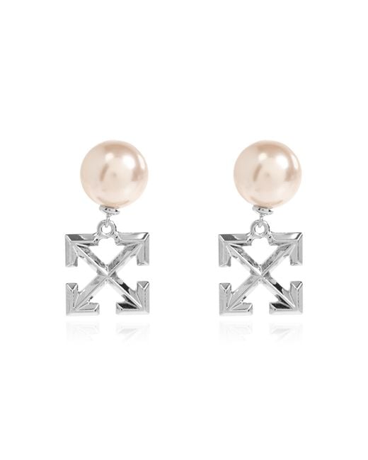 Off-White c/o Virgil Abloh White Earrings With Glass Pearl