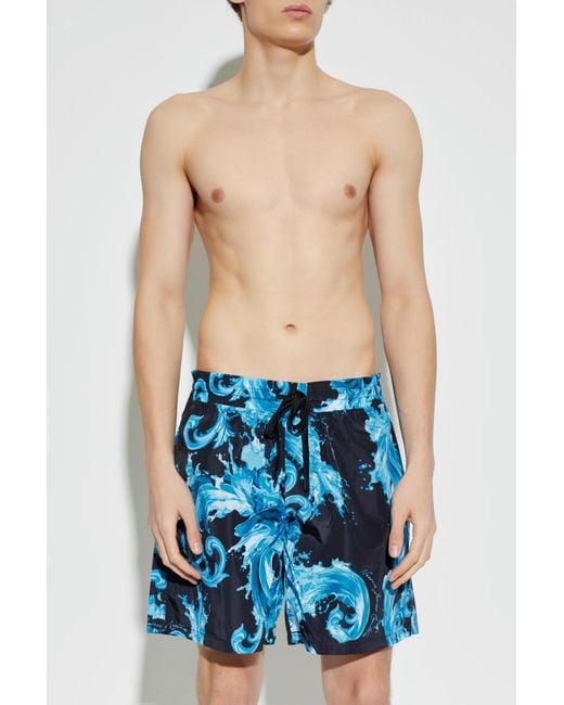 Versace Jeans Couture Blue Shorts With 'Barocco' Print for men