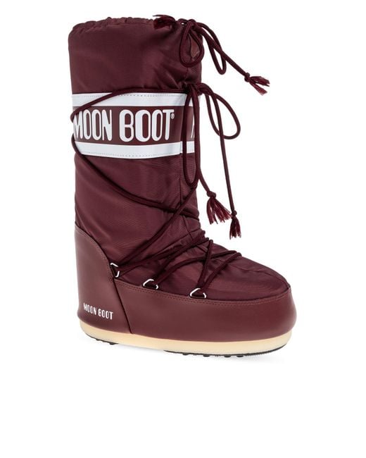 Moon Boot Red 'Icon Nylon' Snow Boots