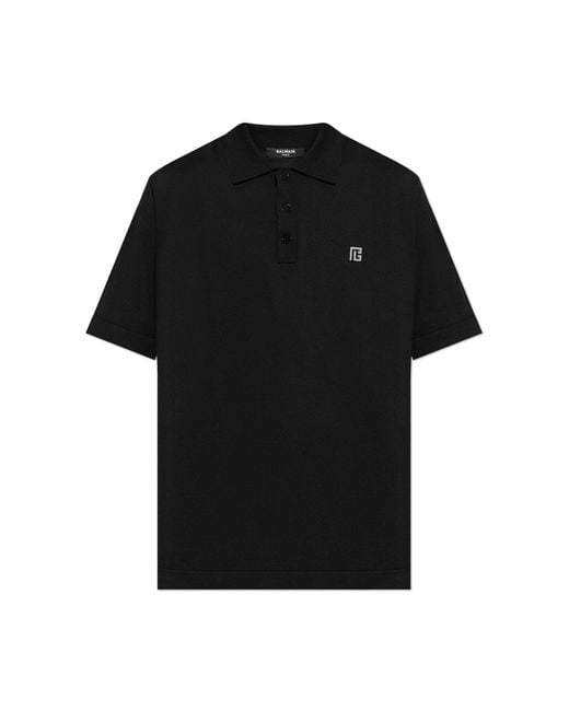 Balmain Black Polo With Logo for men