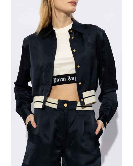 Palm Angels Blue Jacket With Logo,