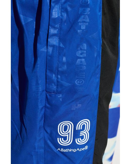 A Bathing Ape Blue Trousers With Logo for men
