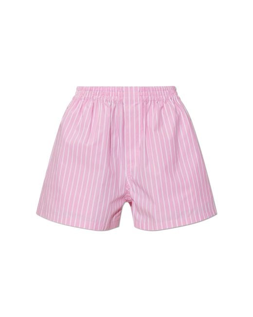 Balenciaga Pink Striped Pattern Shorts