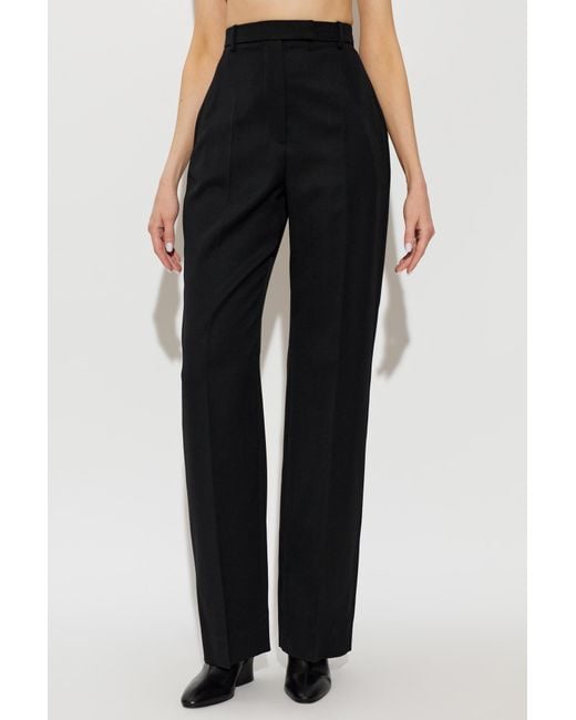 McQueen Black Wool Pleated Trousers