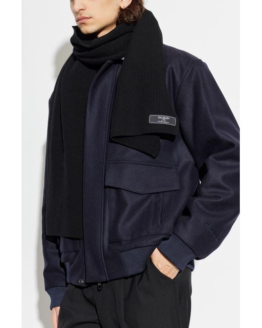 Balmain Black Wool Scarf for men
