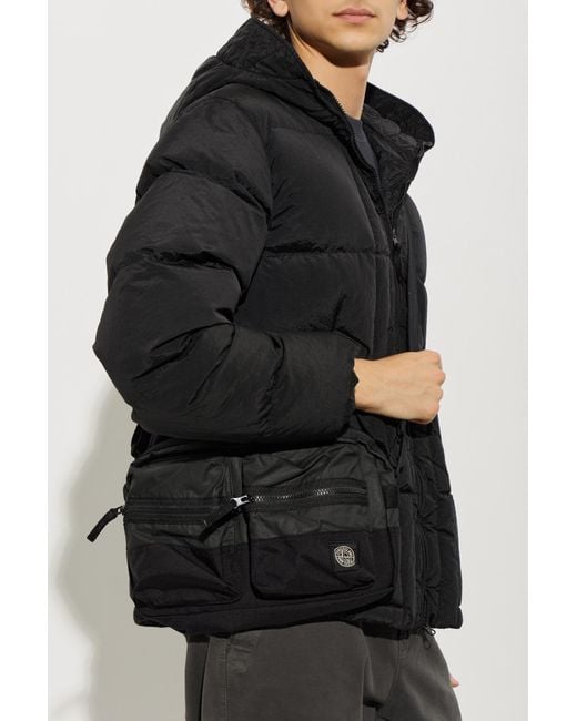 Stone Island Black Bag With Logo Patch for men
