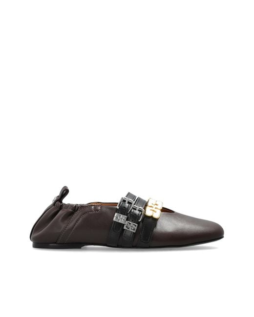 Ganni Black Ballet Flats With Straps