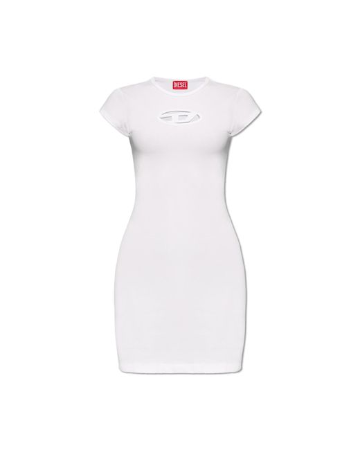 DIESEL White D-Angiel Cotton-Blend Mini Dress
