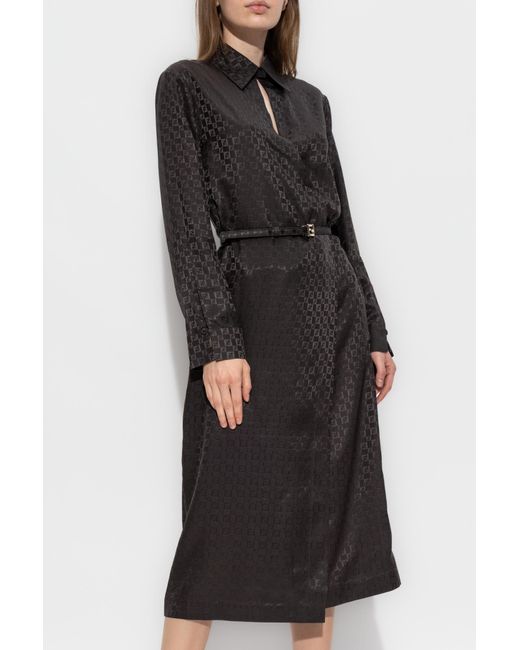 Fendi Women's Black Silk Dress With Belt