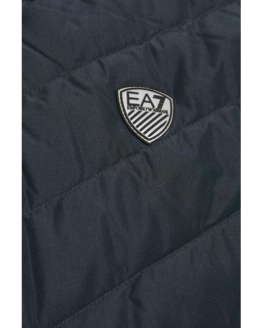 EA7 Blue Emporio Armani Down Vest With Logo for men