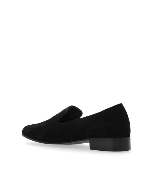 Giuseppe Zanotti Black Loafers Shoes With Shimmering Crystals for men