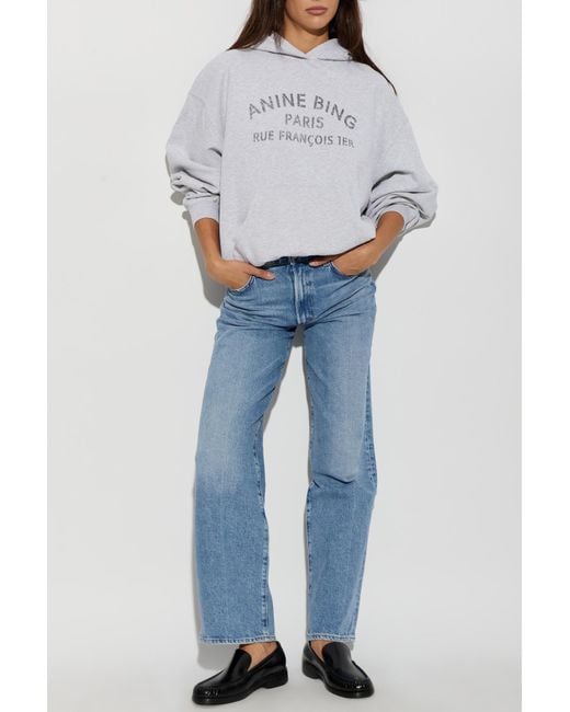 Anine Bing White "Harvey" Sweatshirt