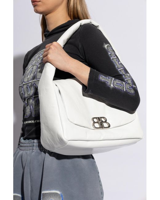 Balenciaga Gray ‘Monaco M’ Shoulder Bag
