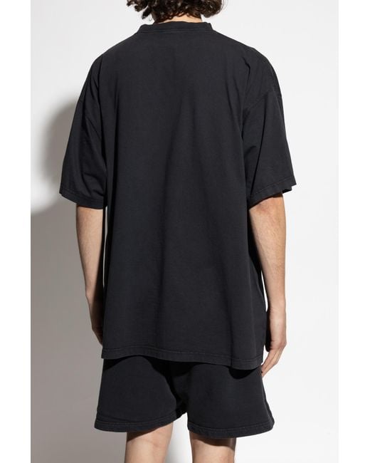 Balenciaga Black T-Shirt With A Patch On The Sleeve for men