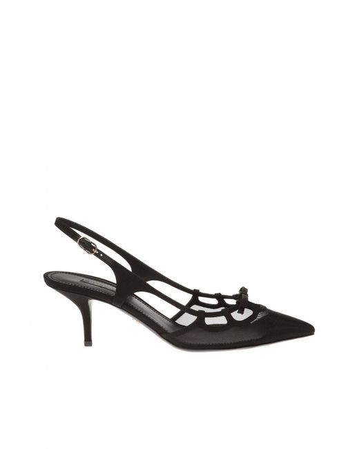 Dolce & Gabbana Leather Slingback Pumps in Black - Lyst
