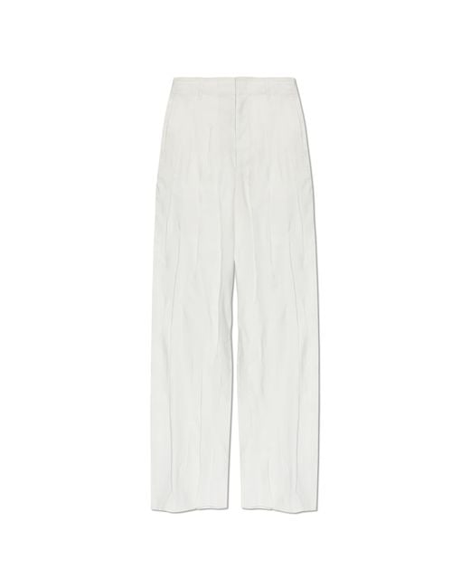 Lemaire White Trousers With A Crinkle Effect