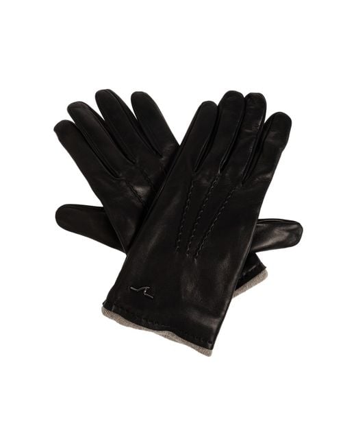 Paul & Shark Black Leather Gloves for men