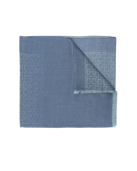 Ferragamo Blue Scarf With Logo for men