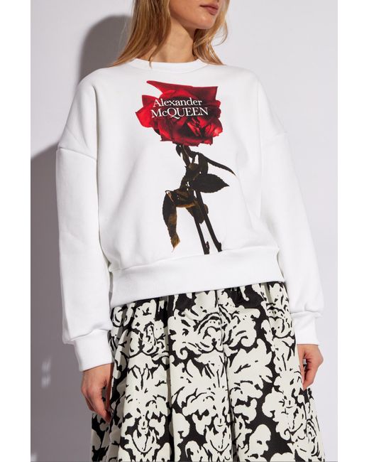 Alexander McQueen White ‘Shadow Rose’ Printed Sweatshirt