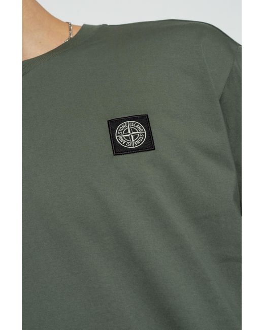 Stone Island Green T-Shirt With Long Sleeves