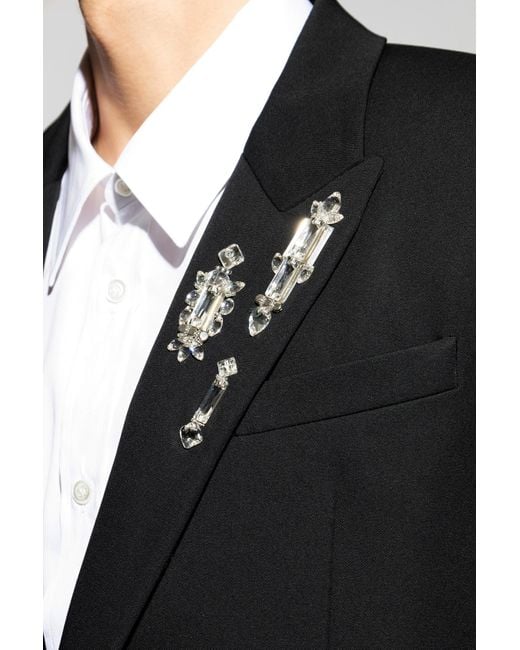 Alexander McQueen Black Blazer With Shimmering Appliqués for men