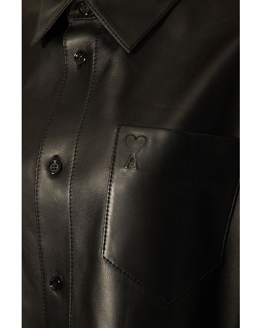 AMI Black Leather Shirt