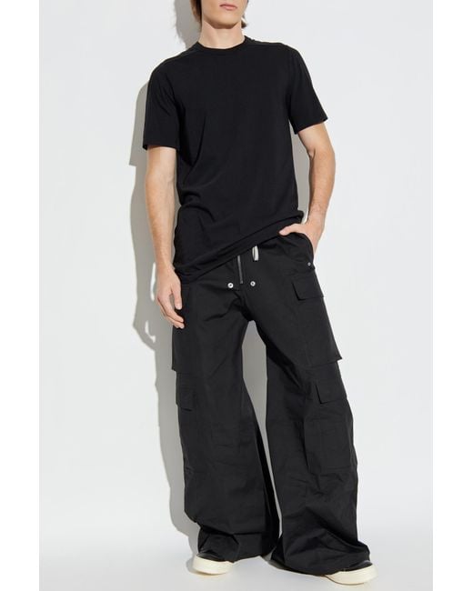 Rick Owens Black Cotton T-Shirt With A Crew Neckline for men