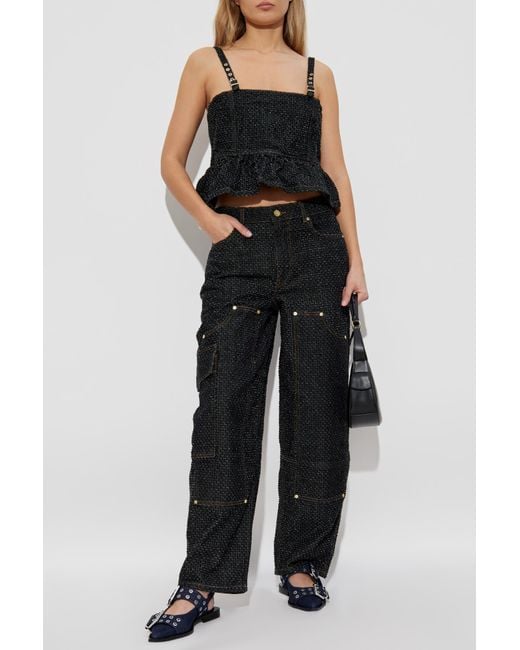 Ganni Black Strappy Top