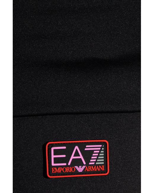 EA7 Black Sports Bra With Logo,