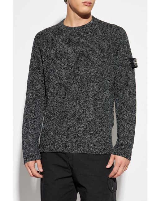 Stone Island Gray Sweater With Logo Patch for men