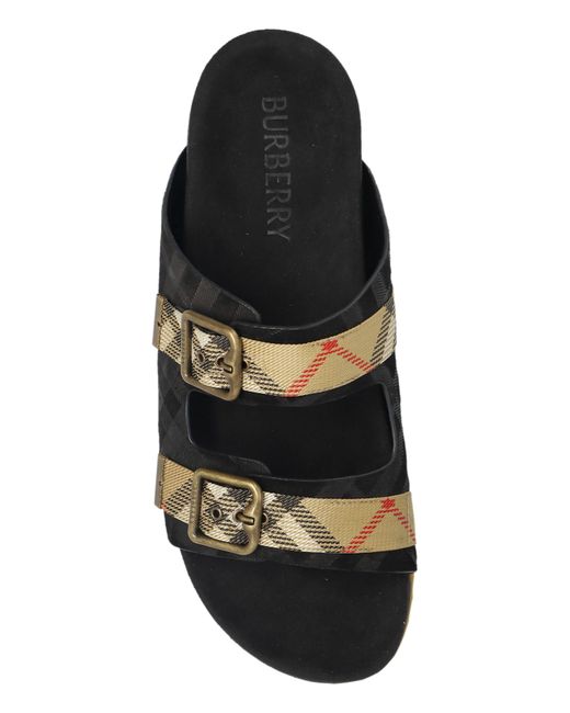 Burberry Black Flip-Flops With Logo for men