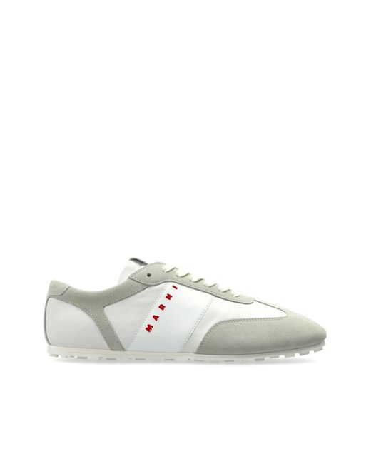 Marni White Leather Sports Shoes With Logo