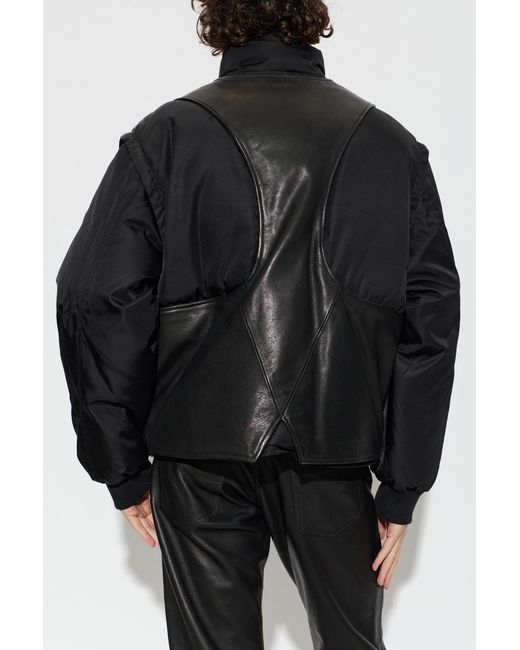 Versace Black Down Jacket With Mixed Materials for men