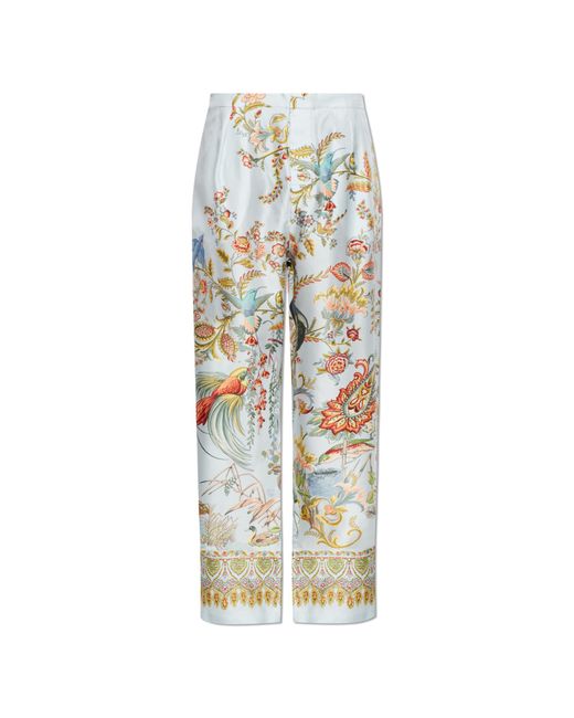 Etro White Silk Wide-Leg Trousers for men