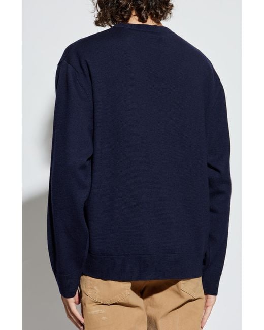DSquared² Blue Wool Sweater With Logo for men