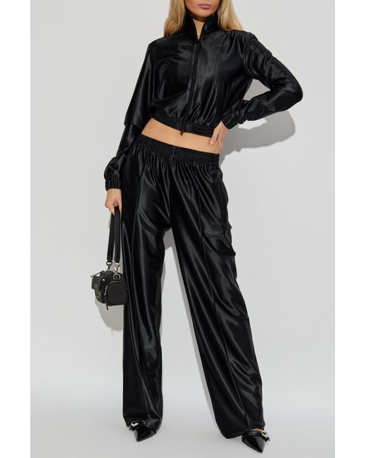 T By Alexander Wang Black Trousers With A Shimmering Finish