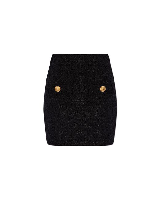 Balmain Black Tweed Skirt,
