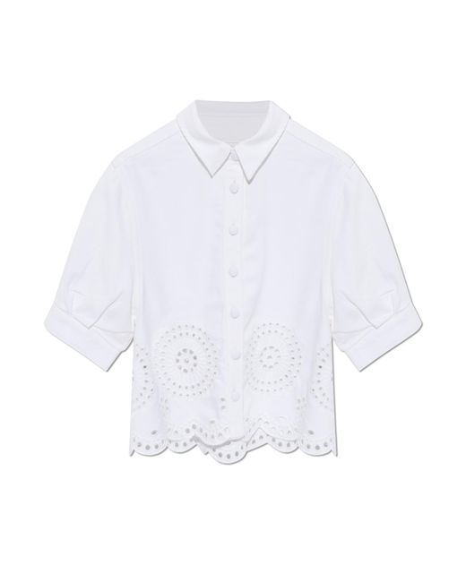 FRAME White Shirt With Openwork Trim
