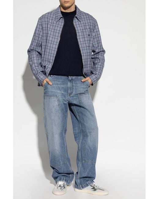 Versace Blue Checked Pattern Shirt for men