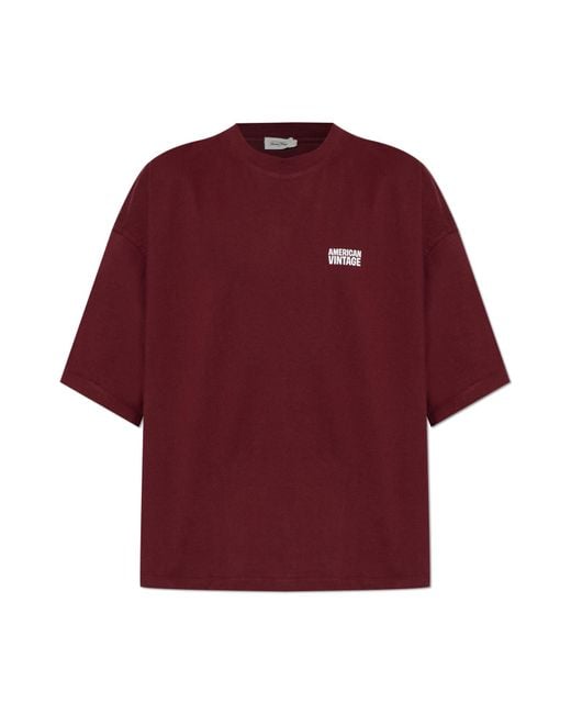 American Vintage Red T-Shirt With Logo for men