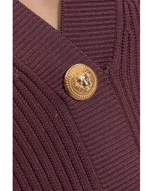 Balmain Purple Dress With Decorative Buttons