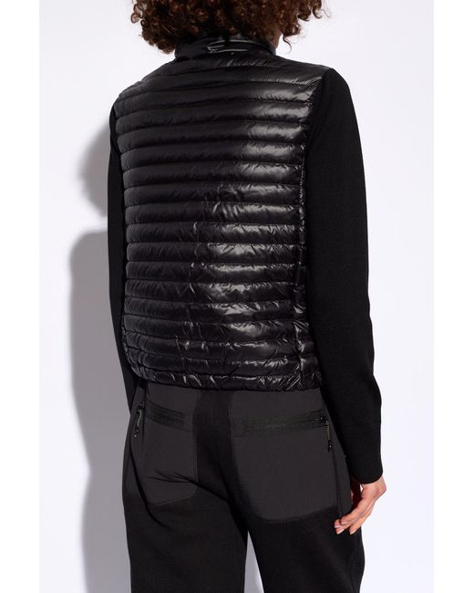 Moncler Black Down Jacket With Wool Sleeves,